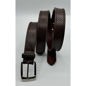Bosca Brown Perforated Leather 1" Wide Casual Dress Men's Belt Size 42